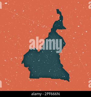 Mappa del Camerun vintage. Mappa grunge del paese con texture stressata. Poster Camerun. Illustrazione vettoriale. Illustrazione Vettoriale