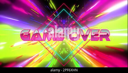 Immagine del gioco su testo e tracce di luce su sfondo nero Foto Stock