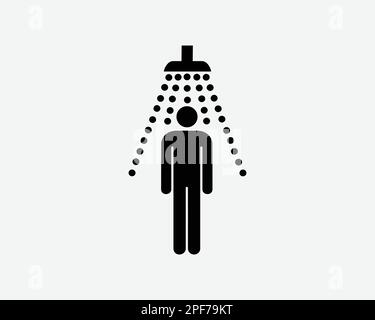 Uomo che fa la doccia StickTM Figura Nero Bianco Silhouette segno simbolo icona vettore grafico clipart Illustrazione Pittogramma illustrazione Illustrazione Vettoriale
