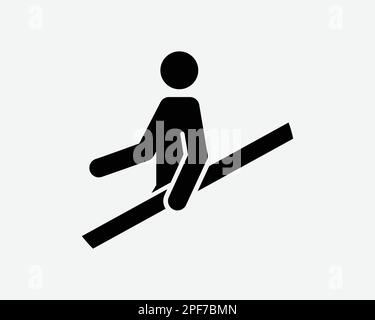 Tenere il corrimano utilizzare la maniglia barra di sicurezza Stick Figura nero bianco silhouette simbolo icona segno grafico clipart Illustrazione pittogramma Vect Illustrazione Vettoriale