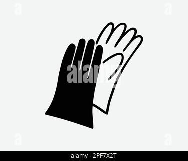 Guanti icona mano guanto gomma Mitten Winter Medical Surgical Vector Black White Silhouette simbolo segno grafico clipart illustrazione pittogramma Illustrazione Vettoriale