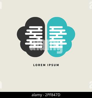 Attività cerebrale del logo. Segno di neurologia, icona della mente Illustrazione Vettoriale