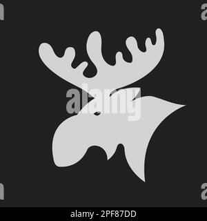 Vettore di un disegno di testa di alci di cervo su sfondo nero. Animali selvatici. Illustrazione Vettoriale