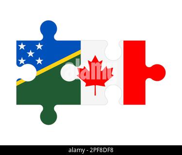 Puzzle connesso di bandiere di Isole Salomone e Canada, vettore Illustrazione Vettoriale