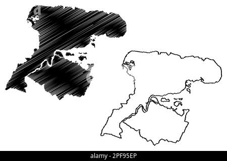 Medway Unitary Authority, non-Metropolitan borough (Regno Unito di Gran Bretagna e Irlanda del Nord, cerimoniale contea Kent, Inghilterra) vettore mappa Illustrazione Vettoriale