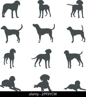 American foxhound silhouette per cani, American foxhound silhouette, American foxhound SVG, American foxhound vector Illustrazione Vettoriale