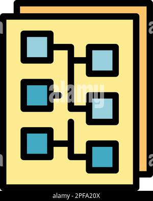 Icona algoritmo tecnico. Icona vettoriale dell'algoritmo tecnico di contorno per il disegno di fotoricettore isolata su colore piatto bianco di fondo Illustrazione Vettoriale
