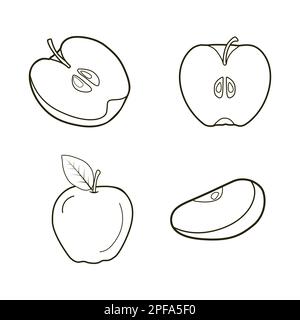 Contorno Apple, icona della line art Apple, logo Apple Illustrazione Vettoriale