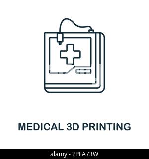 Icona struttura stampa 3D medicale. Elemento semplice della collezione di innovazioni nel settore sanitario. Creative Medical 3D linea di stampa icona per il web design Illustrazione Vettoriale