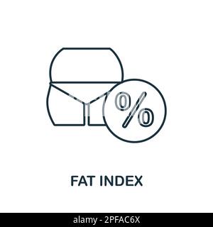 Icona della linea dell'indice del grasso. Monocromatico semplice indice grasso icona di contorno per modelli, web design e infografiche Illustrazione Vettoriale