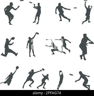Giocatori di Frisbee Silhouette, Ultimate Frisbee Silhouette, Frisbee SVG, Ultimate Frisbee Player Illustrazione Vettoriale