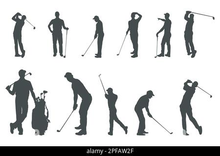Silhouette per giocatore di golf, silhouette per giocatore di golf Illustrazione Vettoriale