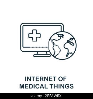 Internet of Medical Things Outline icona. Elemento semplice della collezione di innovazioni nel settore sanitario. Creative Internet of Medical Things linea icona per il web Illustrazione Vettoriale