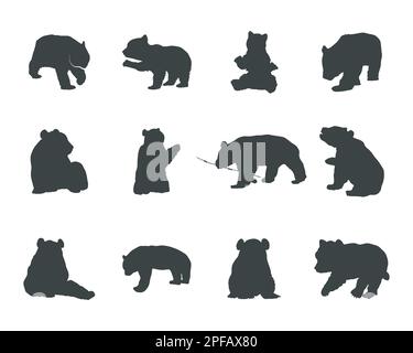 Silhouette di panda, silhouette di panda giganti, fascio di svg di panda Illustrazione Vettoriale