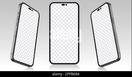 Schermo vuoto dello smartphone, mockup del telefono. Modello per l'interfaccia di progettazione di infografiche o di presentazione dell'interfaccia utente Illustrazione Vettoriale