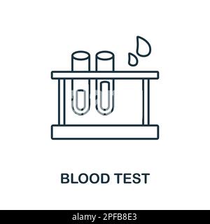 Icona della linea di analisi del sangue. Elemento semplice della raccolta sanitaria. Creative Blood Test contorno icona per web design, modelli, infografiche e altro ancora Illustrazione Vettoriale