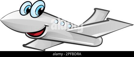 Aeroplane mascotte Cartoon isolato su sfondo bianco Illustrazione Vettoriale