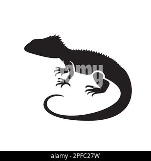 Monitor Lizard Silhouette Vector logo EPS 10 Illustrazione Vettoriale