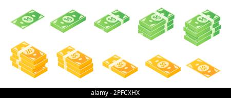 Set di icone isometriche delle banconote in dollari di Singapore Illustrazione Vettoriale