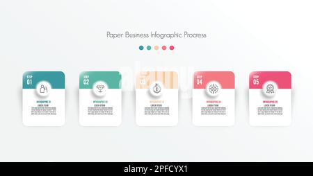 Modello aziendale con 5 opzioni per presentazioni, pubblicità, layout, report annuali. Illustrazione Vettoriale