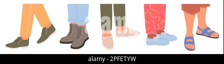 Illustrazione vettoriale dei piedi maschili che indossano scarpe diverse Illustrazione Vettoriale