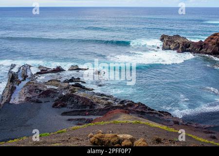 Paesaggio della costa vulcanica del Golfo. Lanzarote. Isole Baleari. Foto Stock
