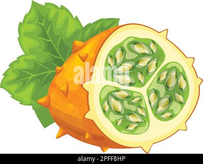 kiwano frutta cibo giallo cartoon illustrazione vettore Illustrazione Vettoriale