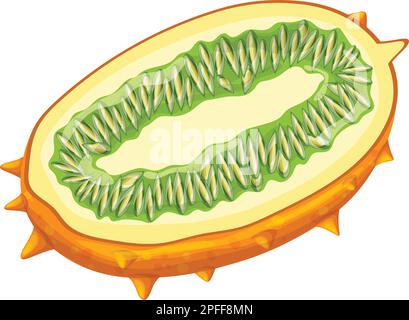 illustrazione vettoriale cartoon giallo della fetta di frutta kiwano Illustrazione Vettoriale