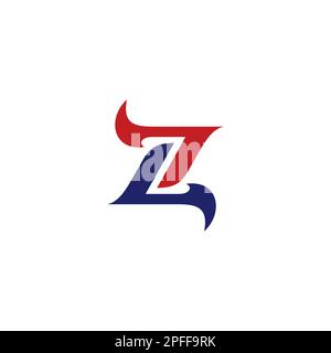 Lettera iniziale astratta Logo Z di colore rosso e blu. Icona con il logo Z Illustrazione Vettoriale