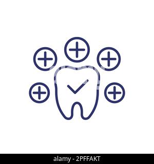 minerali per denti sani linea icona sul bianco Illustrazione Vettoriale