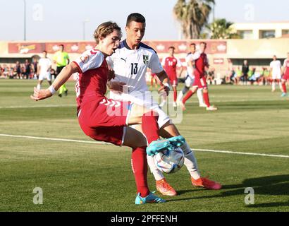 Ness Ziona, Israele. 26th maggio, 2022. Ness Ziona, Israele, 26th 2022 maggio: Azione durante la partita di calcio del Campionato UEFA U17 tra Danimarca e Serbia allo Stadio Nes Tzona di Ness Ziona, Israele. (Alain Schieber/SPP) Credit: SPP Sport Press Photo. /Alamy Live News Foto Stock