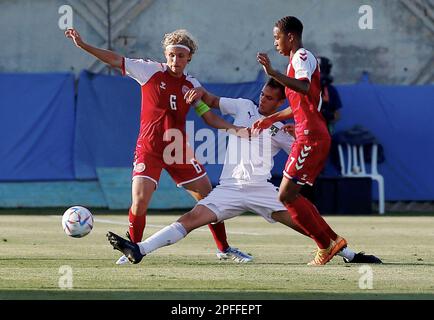 Ness Ziona, Israele. 26th maggio, 2022. Ness Ziona, Israele, 26th 2022 maggio: Azione durante la partita di calcio del Campionato UEFA U17 tra Danimarca e Serbia allo Stadio Nes Tzona di Ness Ziona, Israele. (Alain Schieber/SPP) Credit: SPP Sport Press Photo. /Alamy Live News Foto Stock