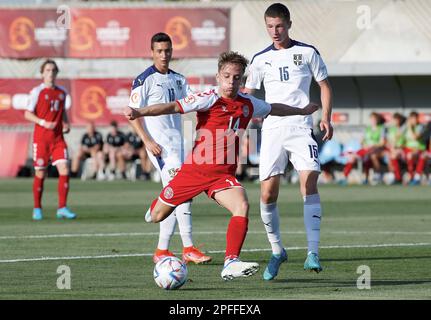 Ness Ziona, Israele. 26th maggio, 2022. Ness Ziona, Israele, 26th 2022 maggio: Azione durante la partita di calcio del Campionato UEFA U17 tra Danimarca e Serbia allo Stadio Nes Tzona di Ness Ziona, Israele. (Alain Schieber/SPP) Credit: SPP Sport Press Photo. /Alamy Live News Foto Stock