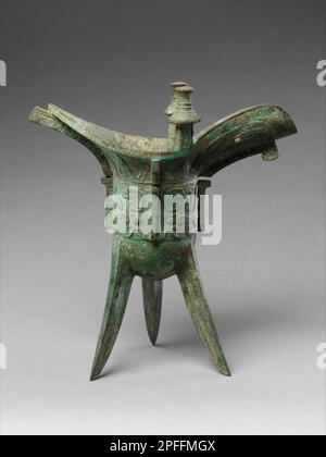 Vaso rituale del vino (Jue), dinastia occidentale di Zhou (1046–771 a.C.), data fine 11th secolo a.C. Foto Stock