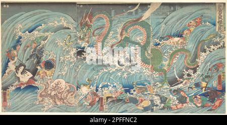 Recuperare il gioiello rubato dal Palazzo del Re del Drago (Ryugu Tamatori Hime no su), artista Utagawa Kuniyoshi (1797-1861), Data 1853 Foto Stock