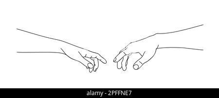 Due mani che raggiungono l'una verso l'altra vettore. Illustrazione Vettoriale