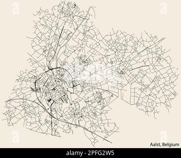 Mappa stradale di AALST, BELGIO Illustrazione Vettoriale