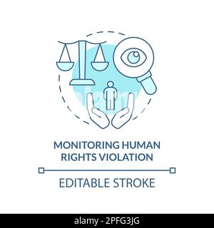 Monitoraggio della violazione dei diritti umani icona del concetto turchese Illustrazione Vettoriale