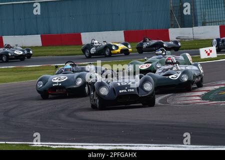 John Spiers, Chris Ward, Lister Jaguar knobbly, Stephan Jostbl, Andy Willis, Lotus 15, David Hart, Olivier Hart, Lister Costin, Bernado Hartogs, Volontà Foto Stock