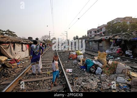 India, Calcutta, Park Circus baraccopoli Foto Stock