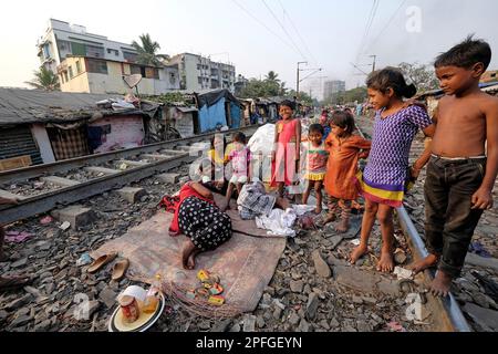 India, Calcutta, Park Circus baraccopoli Foto Stock