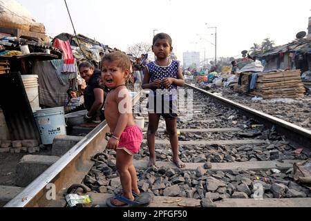 India, Calcutta, Park Circus baraccopoli Foto Stock