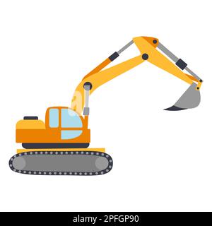 Macchine speciali per lavori di costruzione. Carrelli elevatori, betoniera, gru, escavatori, trattori, Bulldozers camion riparazione su strada Illustrazione Vettoriale