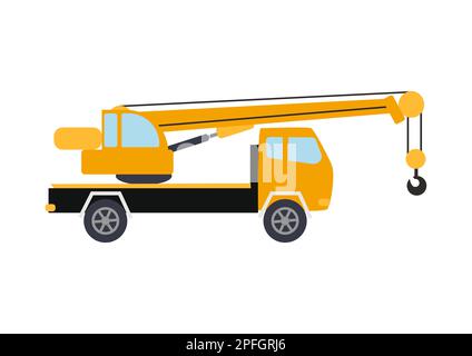 Macchine speciali per lavori di costruzione. Carrelli elevatori, betoniera, gru, escavatori, trattori, Bulldozers camion riparazione su strada Illustrazione Vettoriale