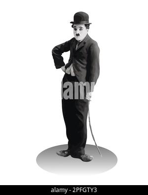 Charlie Chaplin Vector Illustration immagine astratta Illustrazione Vettoriale