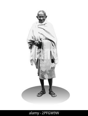 Mahatma Gandhi (Mohandas Karamchand Gandhi) grande combattente indiano di libertà Vector Illustrazione immagine Illustrazione Vettoriale