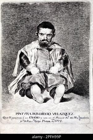 Il nano, Sebastián de Morra, alla Corte di Felipe IV 1778 dopo un dipinto del 1644 di Francisco de Goya y Lucientes Foto Stock