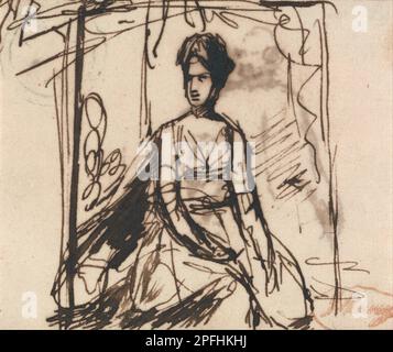 Donna seduta, forse la signora Harris di George Romney Foto Stock