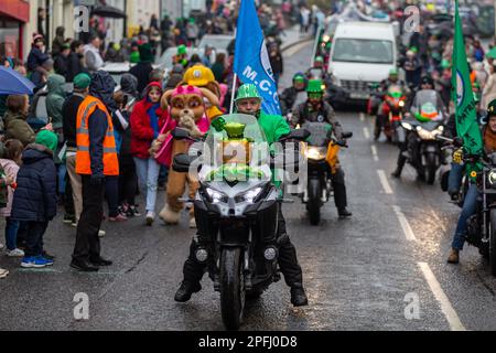 Downpatrick, Regno Unito. 17th Mar, 2023. Downpatrick UK.17th Marzo, la sfilata di San Patrizio ci sono stati molti carri colorati e costumi indossati durante la sfilata che si è inzidita nel centro della città Credit: Bonzo/Alamy Live News Foto Stock