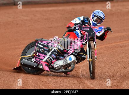 James Pearson di Belle Vue Aces durante la Belle Vue Aces Media Day presso il National Speedway Stadium di Manchester, mercoledì 15th marzo 2023. (Foto: Eddie Garvey | MI News) Foto Stock